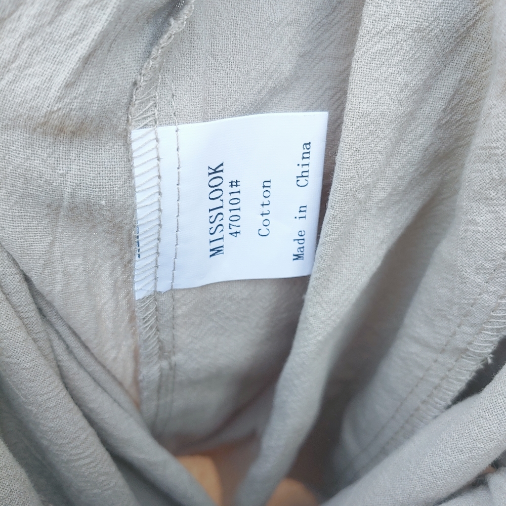 Misslook Beige Wide Leg Layered High Waist Pull On Stretch Lounge Pants Sz L - Picture 6 of 6